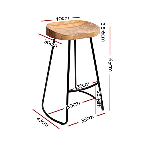 Artiss Bar Stools Stool Set of 2 Kitchen Counter Barstools Dining Chair Chairs Vintage Industrial Style Natural in 65cm Seat Height Floor for Home Bar Dining Room Cafe Outdoor Indoor