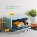 Elite Gourmet by Maximatic Americana Collection ETO147M Diner 50’s Retro Countertop Toaster oven, Bake, Toast, Fits 8” Pizza, Temperature Control & Adjustable 60-Minute Timer 1000W, 2 Slice, Mint