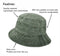 Bucket Hat, Wide Brim Washed Denim Cotton Outdoor Sun Hat Flat Top Cap for Fishing Hiking Beach Sports Army Green