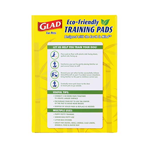 Glad for Pets Earth Friendly Bamboo Training Pads | Eco Friendly Puppy Pads for All Dogs | 85 Super Absorbent Puppy Training Pads, Deodorizing Dog Training Pads for Pets