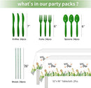 FVABO Wild One Birthday Decorations - Jungle Theme Party Supplies Tableware Includes Plates, Cup, Napkin, Balloon, Backdrop, Tablecloth, Straw, Cutlery, Banner, Safari Theme 1st Birthday Decorations