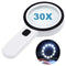 Magnifying Glass with Lights 30X Handheld Illuminated Magnifier Suitable for Elderly Reading Coins Stamps Puzzles Jewelry Appraisal Maps Inspection Macular Degeneration