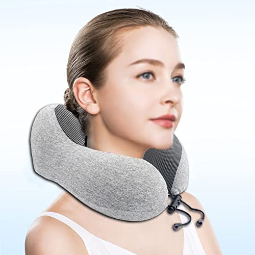 Travel Neck Pillow Memory Foam Pillow, Travel Pillow Kit Deal for Airplane,Comfortable & Breathable Cover,Travel Essentials Kit with 3D Eye Masks, Earplugs and Storage Bag