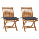 vidaXL Solid Teak Wood Garden Chairs, Set of 2, with Anthracite Cushions and Waterbase Finish