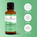 Plant Therapy USDA Certified Organic Peppermint Essential Oil. 100% Pure, Undiluted, Therapeutic Grade. 30 mL (1 Ounce).