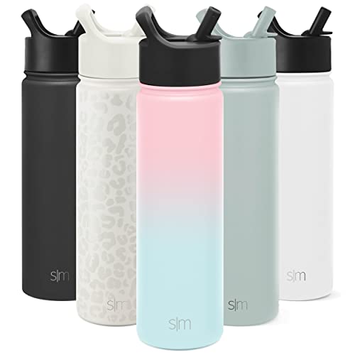 Simple Modern 650mL Summit Water Bottle with Straw Lid - Gifts for Kids Travel Hydro Vacuum Insulated Flask Double Wall Liter - 18/8 Stainless Steel Ombre: Sweet Taffy