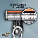 BIC Flex 5 Hybrid Men's 5-Blade Disposable Razor Shaving Kit, 1 Handle and 3 Cartridges