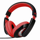 Rockpapa Comfort Over Ear Headphones Earphones for Kids Childs Boys Girls Adults, Tablet Computer Cellphones MP3/4 CD/DVD in Car/Airplane(Black Red)