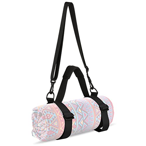 Cosmos Portable Yoga Mat Strap Mat Sling Picnic Blanket Strap with Adjustable Shoulder Strap & Handle for Festivals Picnics Camping Motorcycle Bedroll Pilates, Black, Black