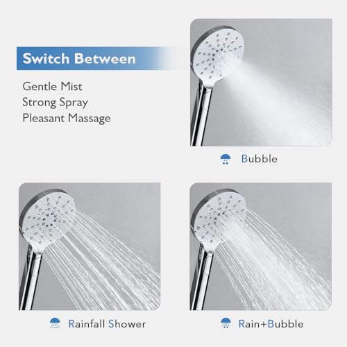 Decaura WELS Twin Hose Shower System 9" Rain Shower Head Set Sliding Rail 3-Mode Handheld Shower Head 2 in 1 Set (Round Head Chrome)