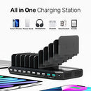 Unitek USB Charging Station for Multiple Devices, Charger Organizer Stand Dock with Dividers, Quick Charge 3.0 Compatible for Smartphone, Tablet, iPad and Other Electronics