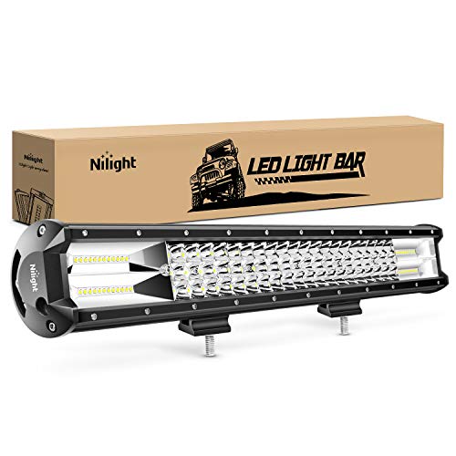 Nilight - 18005C-A 26Inch Triple Row Lights 297W 29700LM Flood Spot Combo Beam Bar Driving Boat Super Bright Led Off Road Trucks