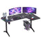 Computer Gaming Desk RGB LED:L-Shape Larger Game Table 160cm x 100cm Carbon Fiber Black Desktop Gamer Desks with 6 Colors 8 Modes RGB Durable Headphone Hook and Cup Holder for Home Office,Right