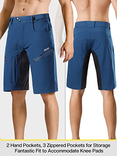 ARSUXEO Mens Bike Shorts,Cycling Shorts,Mountain Bike Shorts MTB Shorts Loose Fit with Moisture-Wicking Waistband, Dark Blue, Medium