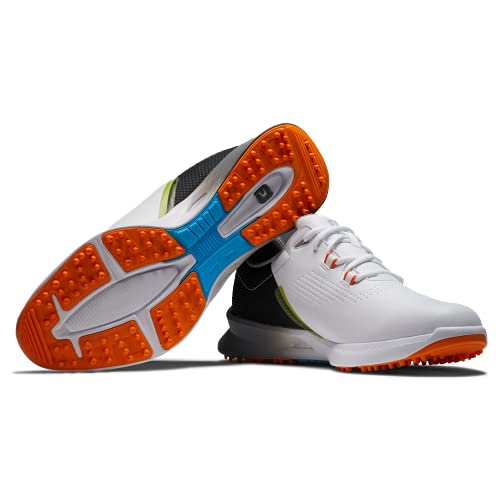 FootJoy Men's FJ Fuel Golf Shoe, White/Black/Orange, 10.5