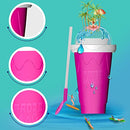 Slushy Maker Cup, Portable Quick Frozen Smoothies Squeeze Cooling Cup for Milk Drinks and Juices, Frozen Magic Slushie Squeeze Cup, DIY Kits for Kids (Rose)