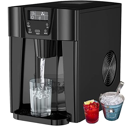 Cobuy 2 in 1 Ice Maker with Water Dispenser, Countertop Ice Cube Maker with LED Display, 9 Cubes Ready in 6-12 Min, 2L Water Tank Perfect for Home/Office/Bar/RV (Black)