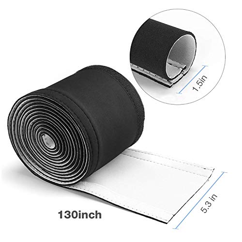 JOTO 10.83ft Cable Management Sleeve, Cuttable Neoprene Cord Management Organizer System, Flexible Cable Wrap Cover Wire Hider for Desk TV Computer Office Home Theater -Reversible Black/White, Large