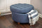 Homepop Home Decor | Large Button Tufted Woven Round Storage Ottoman | Ottoman with Storage for Living Room & Bedroom (Navy Woven) 25 inch D x 25 inch W x 15 inch H