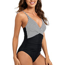 YNIQUE Women's One Piece Swimsuits Color Block Bathing Suits Tummy Control Criss Cross Front Swimwear