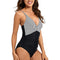 YNIQUE Women's One Piece Swimsuits Color Block Bathing Suits Tummy Control Criss Cross Front Swimwear