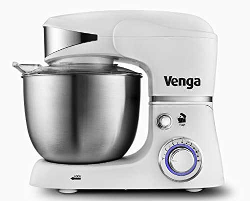 Venga Stand Mixer, 5 Liters Stainless Steel Bowl, 4 Accessories, Recipe Book, 1 000 W, White, VG M 3014 WH BS