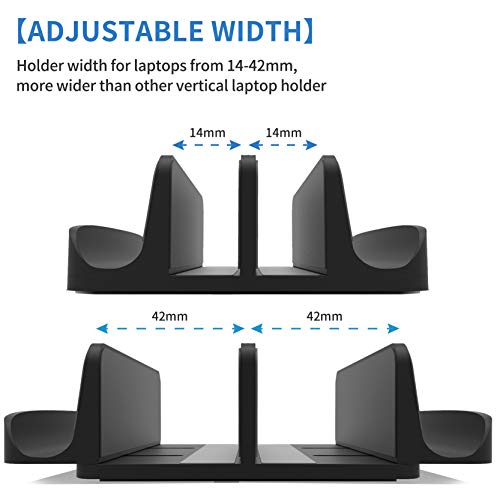 [Upgraded Version] Vertical Laptop Stand, Geecol Double Desktop Stand Holder with Adjustable Dock (Up to 17.3 inch), Fits All MacBook/Surface/Samsung/HP/Dell/Chrome Book (Dual Black)