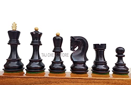 Combo Chess Set-3.5" Zagreb Chess Pieces with 17" Ebony Chess Board- Taj Chess Store