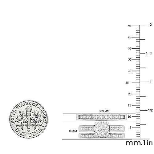 0.25 Carat (ctw) Round White Diamond Men & Womens Cluster Ring Trio Set 1/4 CT, 14K White Gold