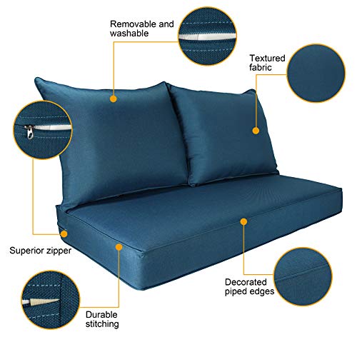 BOSSIMA Patio Furniture Cushions Comfort Deep Seat Glider Loveseat Cushion Indoor Outdoor Seating Cushions Bright Red
