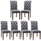 COLAMY Button Tufted Dining Chairs Set of 6, Accent Parsons Diner Chair Upholstered Fabric Dining Room Chairs Stylish Kitchen Chairs with Solid Wood Legs and Padded Seat - Grey