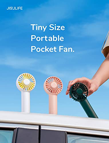 JISULIFE Mini Handheld Fan, Portable Personal Fan with 2000mAh Battery Operated or USB Powered Rechargeable Fan, 3 Speeds, Enhanced Airflow, Quiet & Small Pocket Hand Fan for Home, Outdoor-White(2022)