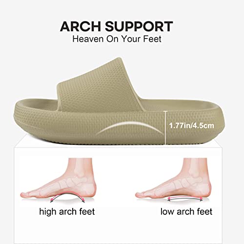 LongBay Cloud Slides for Women and Men, Comfy Pillow Slipper Shower Sandals Shoes with Arch Support for Pool Beach Home Indoor Outdoor Use, 7.5-8.5women/6-7men, Green