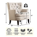 Rosevera Gustavo Rosevara Furniture Reading Arm Living Room Comfy Small Accent Chairs for Bedroom, Standard Size, Velvet Pearl Beige