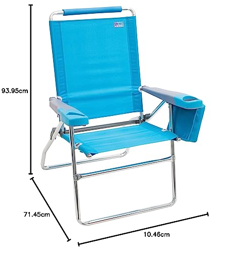 Rio Beach 17" Extended Height 4-Position Folding Beach Chair, Aluminum, Turquoise