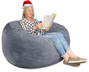 WhatsBedding 4 ft Large Bean Bag Chair: 4' Memory Foam Bean Bag Chairs for Adults with Filling, Soft Bean Bag Sofa with Premium Velvet Cover,Bean Bags with Stuffed Foam Filling,Dark Gray,4 Foot