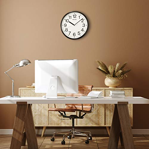 SEIKO 12 Inch Business Wall Clock, Black