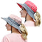 Women Outdoor Summer Sun Hat UV Protection Wide Brim Foldable Safari Fishing Cap - Red - One Size