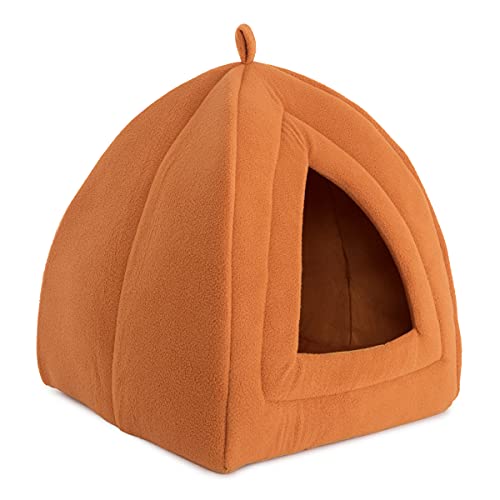 PETMAKER Pyramid - Cat Houses for Indoor Cats with Removable Foam Cat Bed for Kittens or Small Dogs by (Brown) 12 Inch