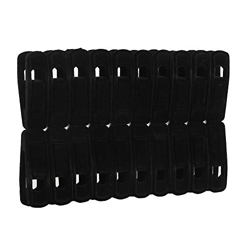 20 PCS Velvet Hanger Clips Strong Finger Flocked Laundry Pegs Non-Slip Removable Flocking Clothes Pins for Flocked Garment Clothes Trouser Hangers (Black)