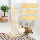 AGYM Cat Scratching Post, 32 Inch Large Cat Scratch Post for Cats and Kittens, Nature Sisal Modern Cat Scratcher for Indoor Cats, Protect Your Furniture and Exercise Cats, Beige