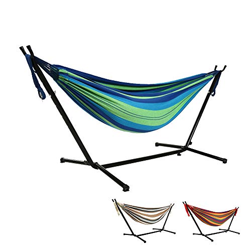 Goutime 9Ft Double Hammock with Detachable Stand Includes Portable Carrying Bag 450 lb Capacity