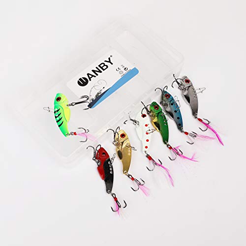 WANBY Proven Explosive Color Special Spinner Spoon Swimbait Vibrating Jigging Freshwater Saltwater Fishing Lures with Hook Fishing Tackle for Trout Bass Salmon（7Pcs）
