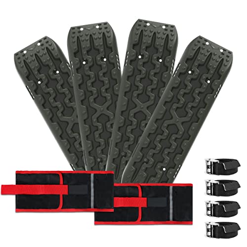 Recovery Tracks with Bag 2 Pair Recovery Boards for Automotive Tires and Wheels Sand Mud Snow 10Ton Stand 4wd Tracks for Offroad Car SUV Truck Gen 3.0 Olive Green