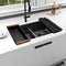 Zeesink Black Kitchen Sink 32" X 18",Double Bowl Kitchen Sink,Low Divide Undermount Kitchen Sink,Black Undermount Double Sink,50/50 Double Bowl 16 Gauge Stainless Steel Kitchen Sink