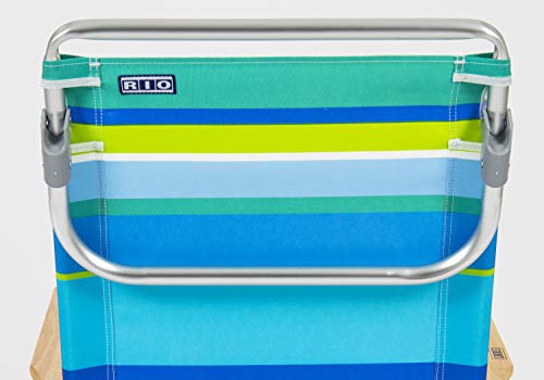 Rio Beach Classic 5-Position Lay-Flat Folding Beach Chair, 30.8" x 24.75" x 29.5", Cool Blue Stripes, Pink/White/Beige/Black, 1 Count (Pack of 1)