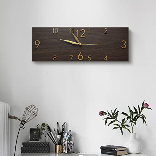 KOLYMAX Rustic Wall Clock Silent Non-Ticking, Frameless Art Wall Clocks Farmhouse Wall Décor，Rectangle Handmade Clocks Decorative for Home Living Room Kitchen Office, Battery Operated