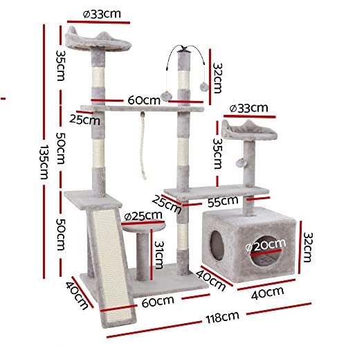 i.Pet Cat Tree 135cm Trees Scratching Post Scratcher Tower Toys Wood Condo House