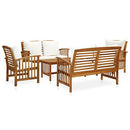 vidaXL Solid Acacia Wood Garden Lounge Set with Cushions 5 Piece Wooden Outdoor Patio Bench Chair Table Seating Seat Sitting Furniture Setting