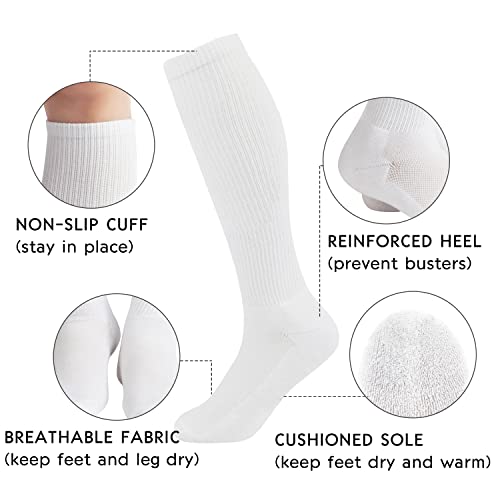 Athlemo 6Pairs Bamboo Moisture Wicking Compression Socks 8-15 mmHg for Men Knee High Socks 2Black2Grey2White 9-11, 2black2grey2white, 9-11